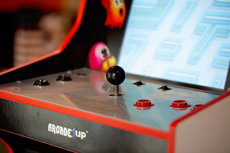 Close-up of the arcade cabinet joystick