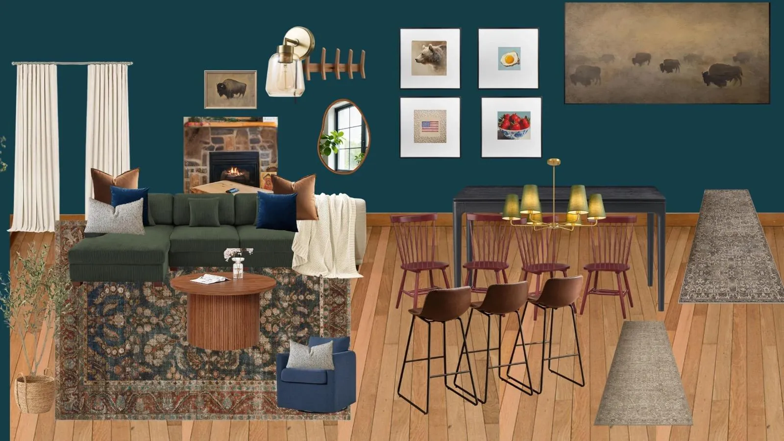 Living and dining mood board