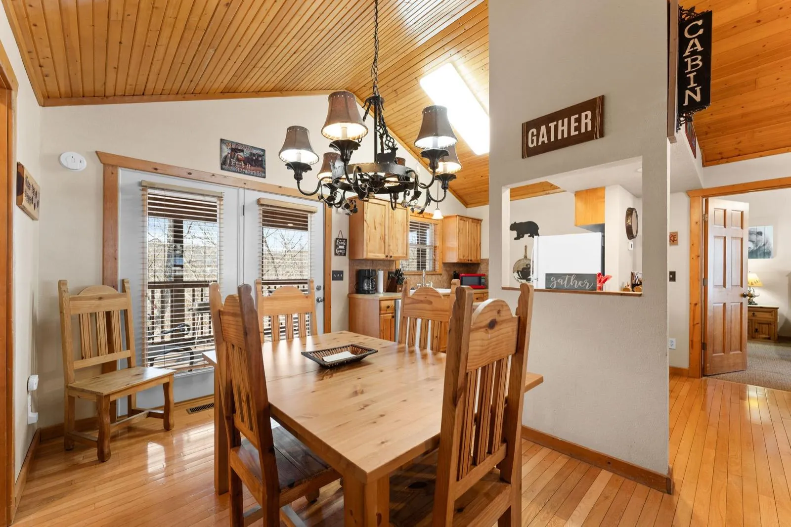 Dining before: a pine table and chairs