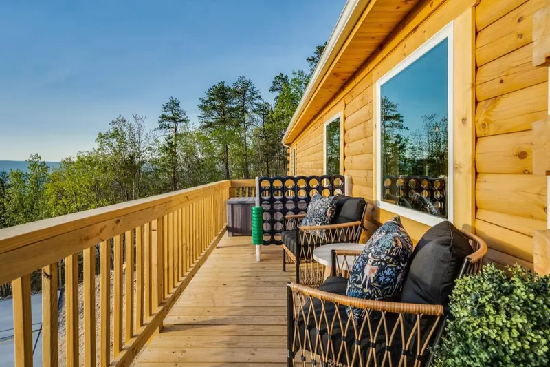 Side deck seating with a giant Connect 4